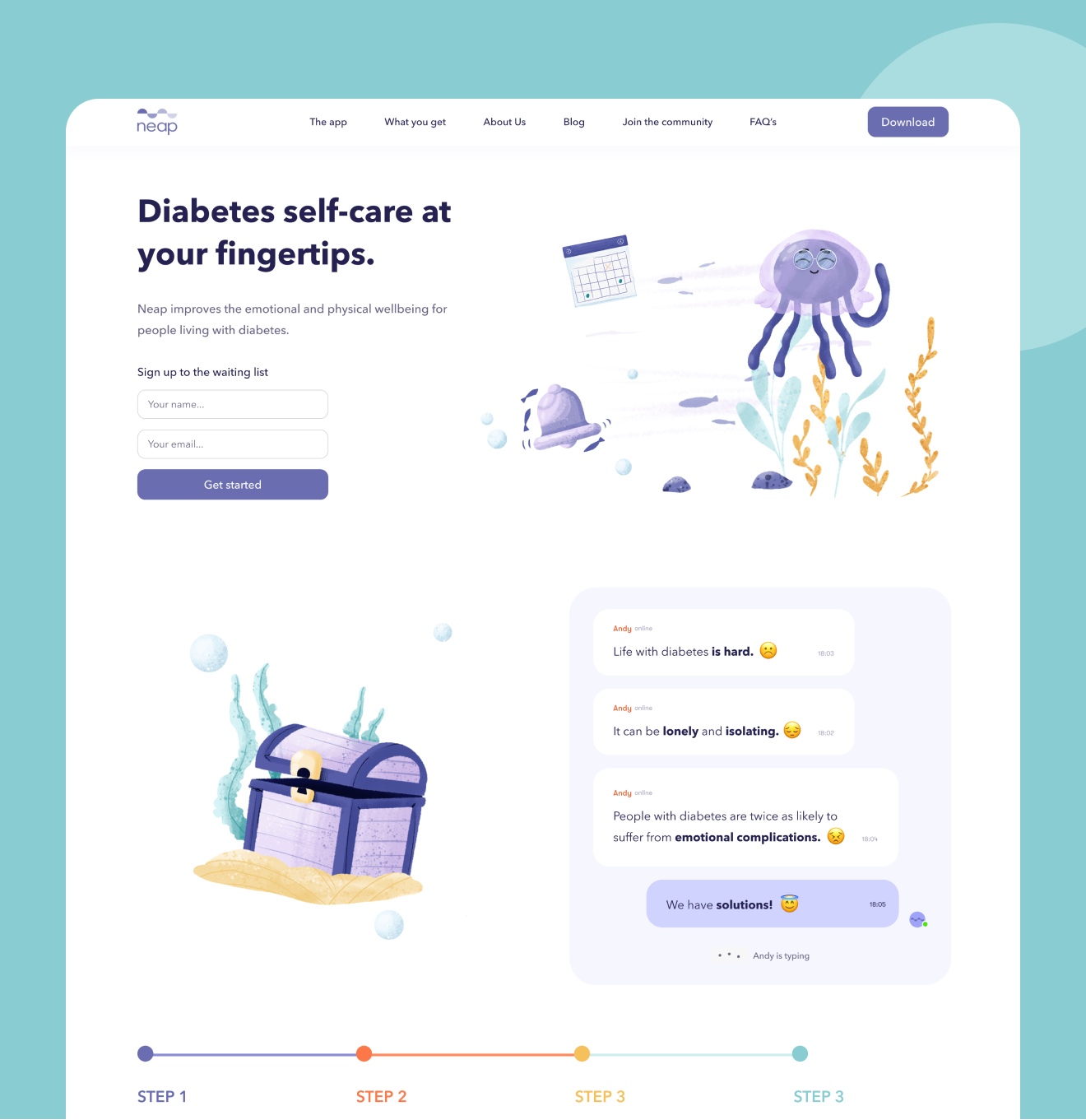 Neap – mental health mobile app for diabetics - Website Development - Photo 7