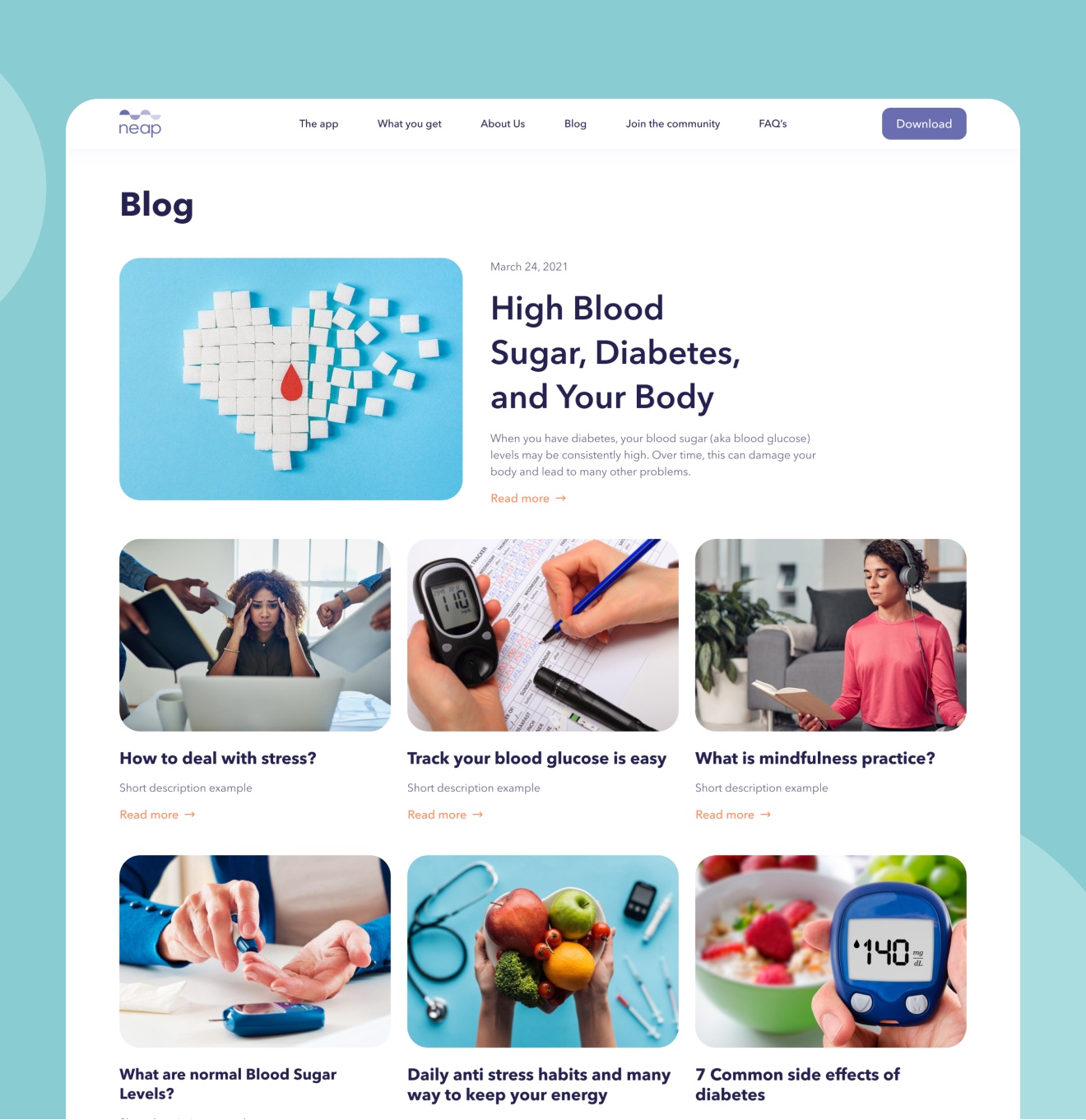 Neap – mental health mobile app for diabetics - Website Development - Photo 8