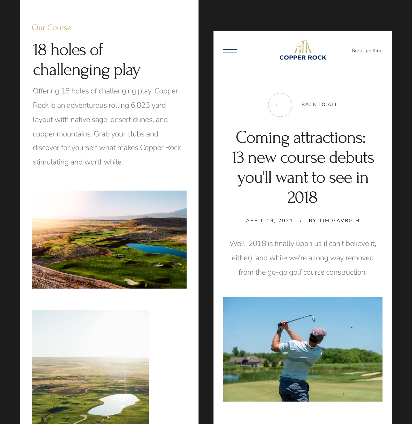 Copper Rock – sito web di prenotazione di comunità di golf - Website Development - Photo 11