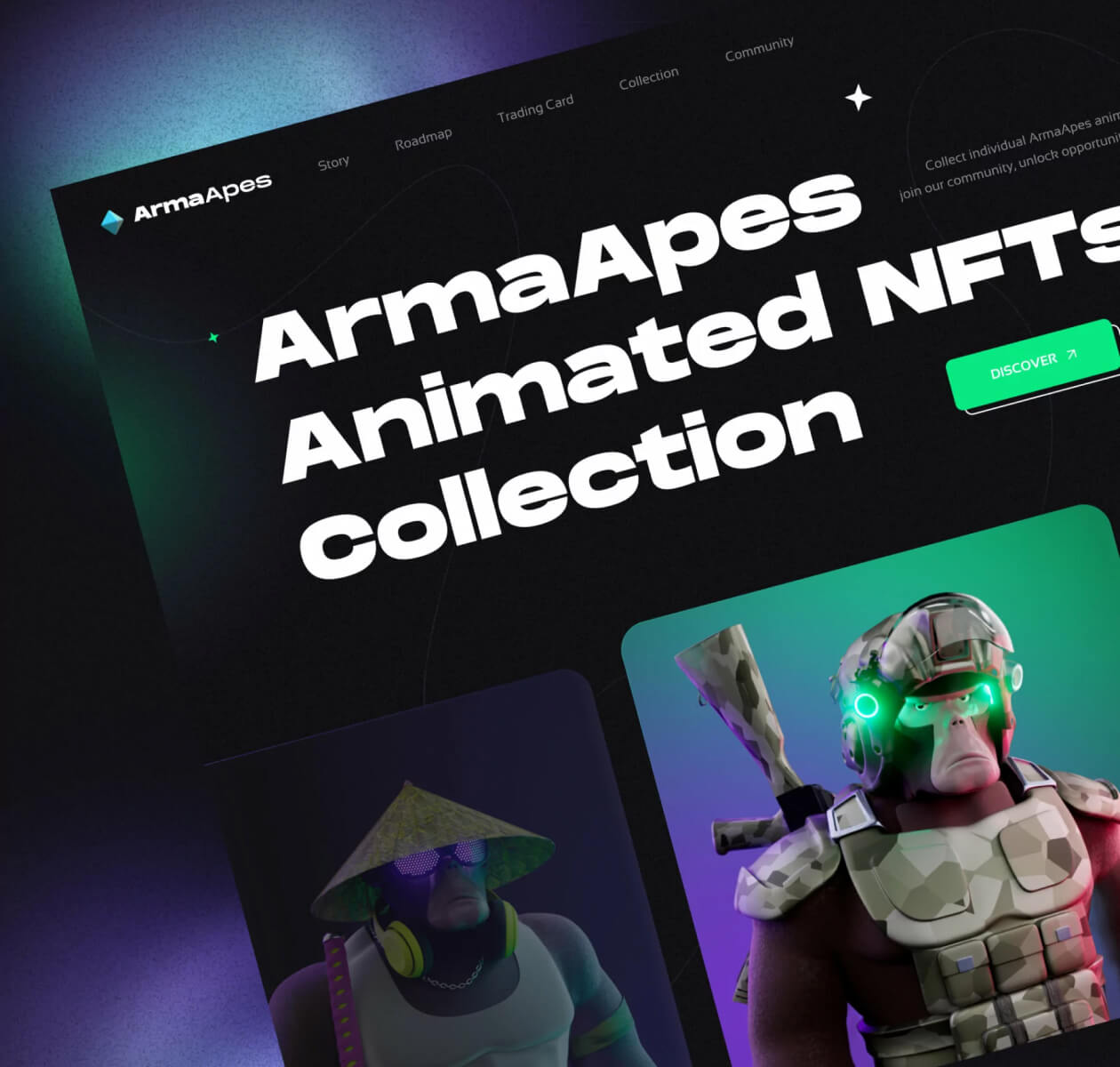 Il sito web di ArmaApes è dedicato alla raccolta di NFT. - Website Development - Photo 