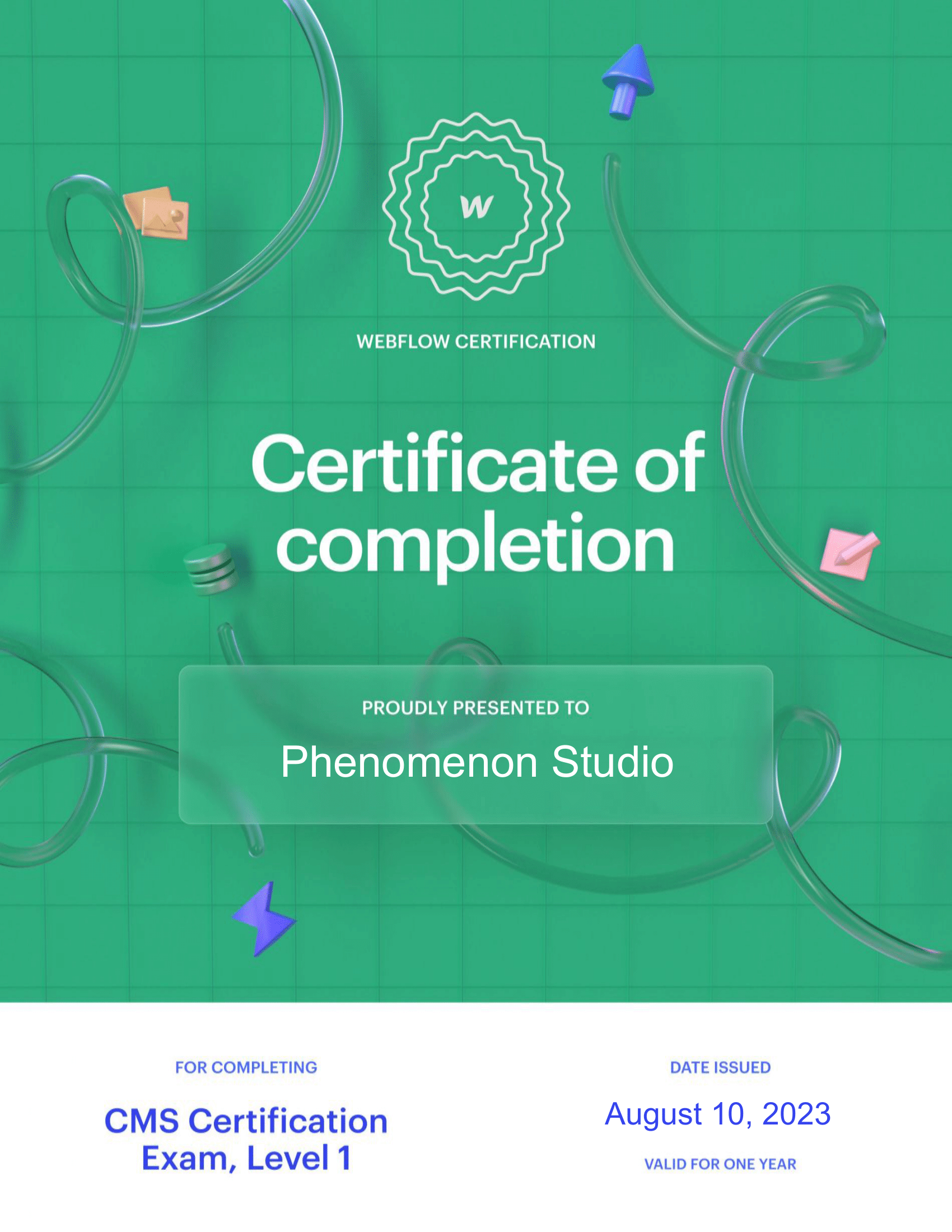 Phenomenon has received newly released Webflow certificates - Photo 3