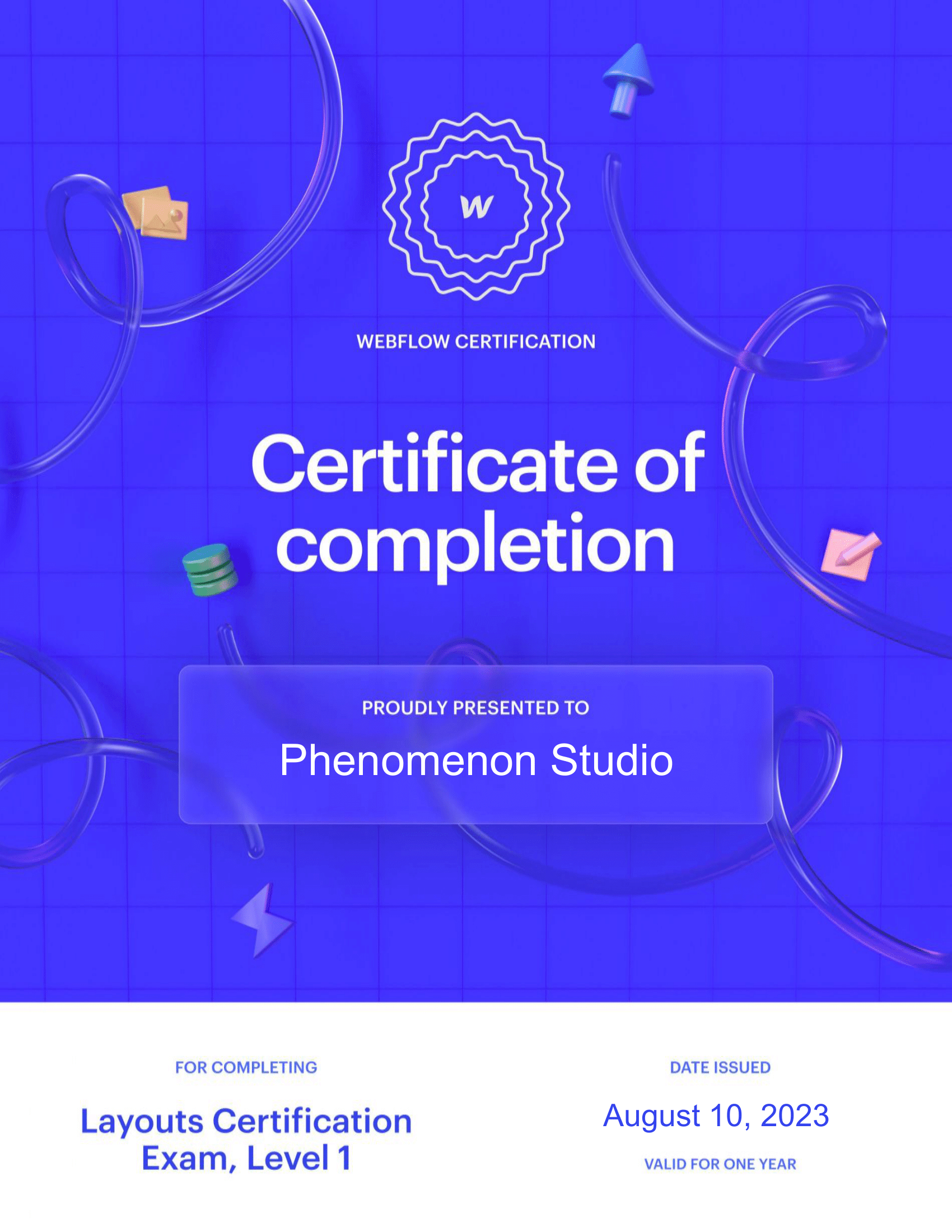 Phenomenon has received newly released Webflow certificates - Photo 1