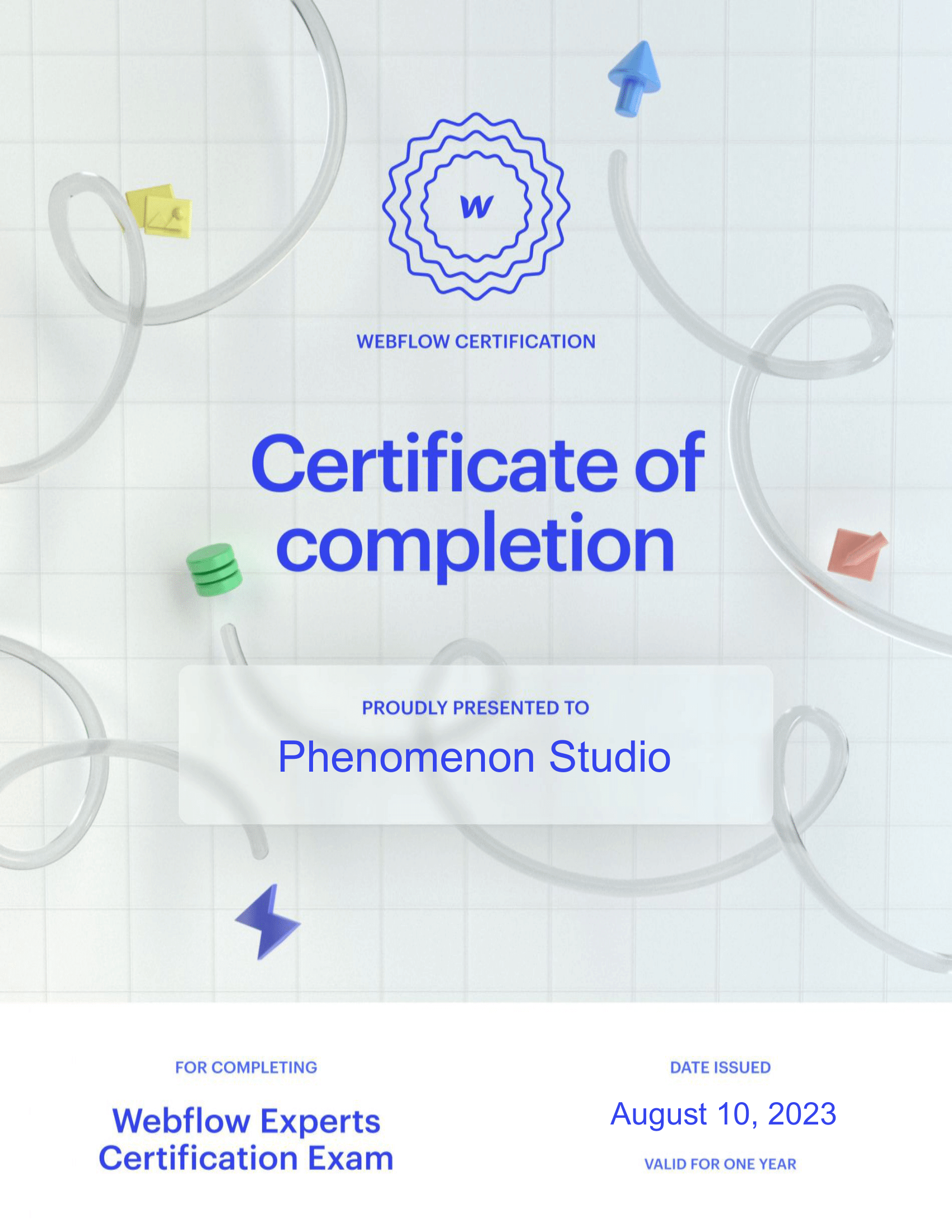 Phenomenon has received newly released Webflow certificates - Photo 1