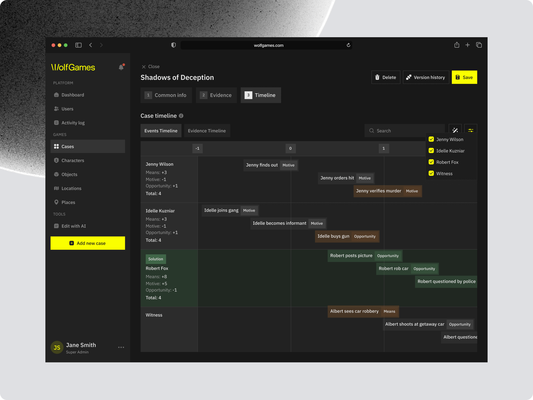 Wolf Games case maker studio – AI-<wbr>driven crime story creation - Website Development - Photo 22