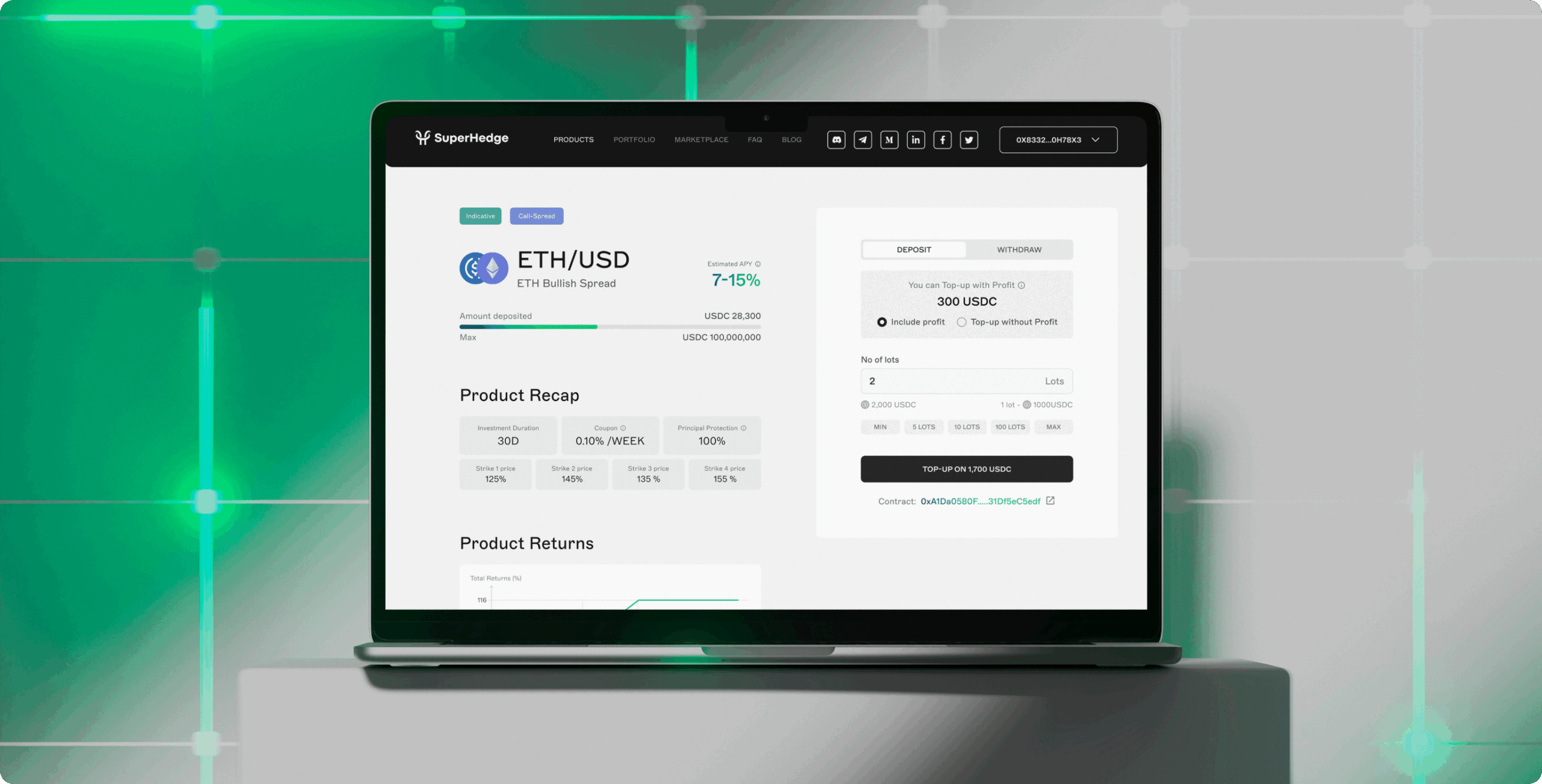SuperHedge – principal-protected DeFi structured vaults - Website Development - Photo 1